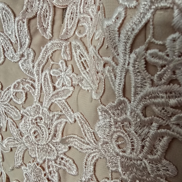 Lace floral peach cold shoulder formal maxi dress with high slit new with tags - Picture 14 of 14